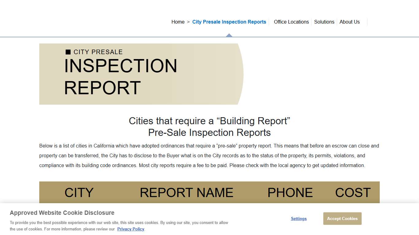 City Presale Inspection Reports - WFG National Title