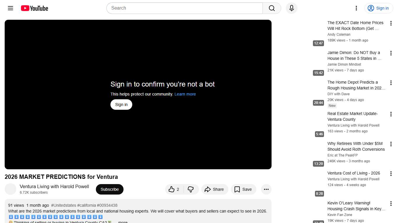 2026 MARKET PREDICTIONS for Ventura - YouTube