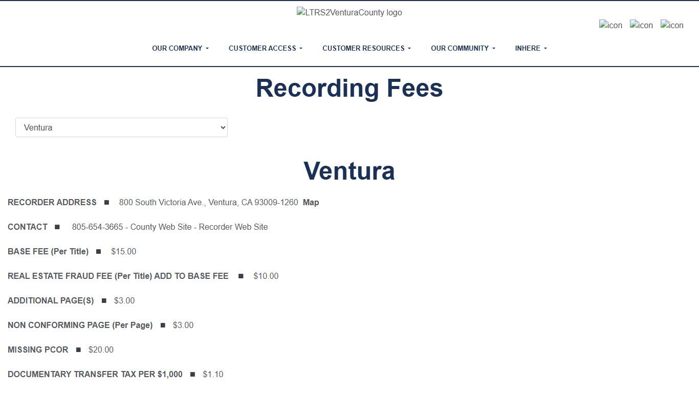 LT Ventura County - Recording Fees